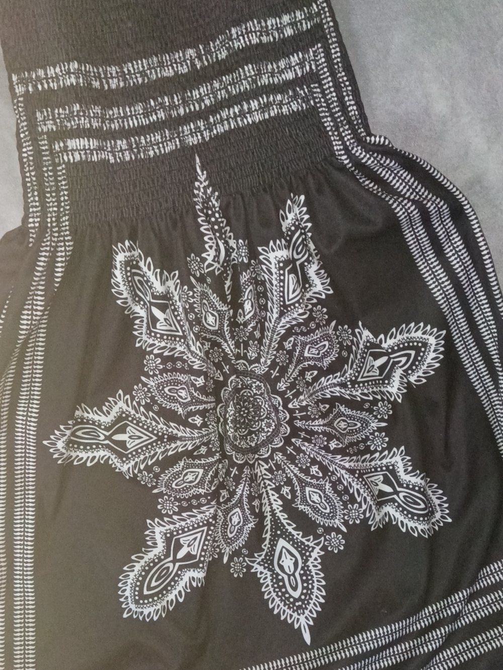 Black Dress with White Mandala Print W/ Accessories